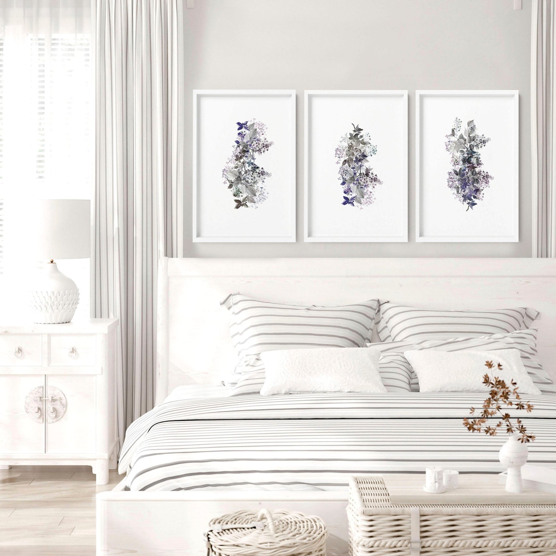 Prints for bedrooms | set of 3 Shabby Chic Floral wall art