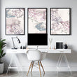 Chinoiserie wall art for home office decor | set of 3 framed wall art