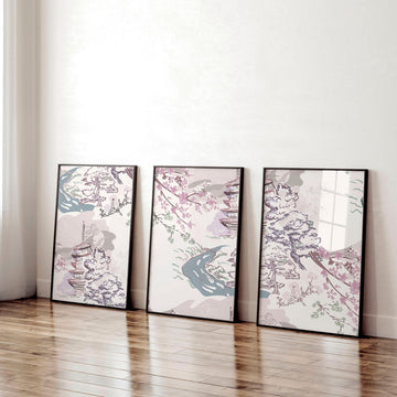 Chinoiserie wall art | set of 3 wall art prints for home office