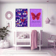 Purple wall butterfly | set of 2 wall art prints for little girl's room - About Wall Art