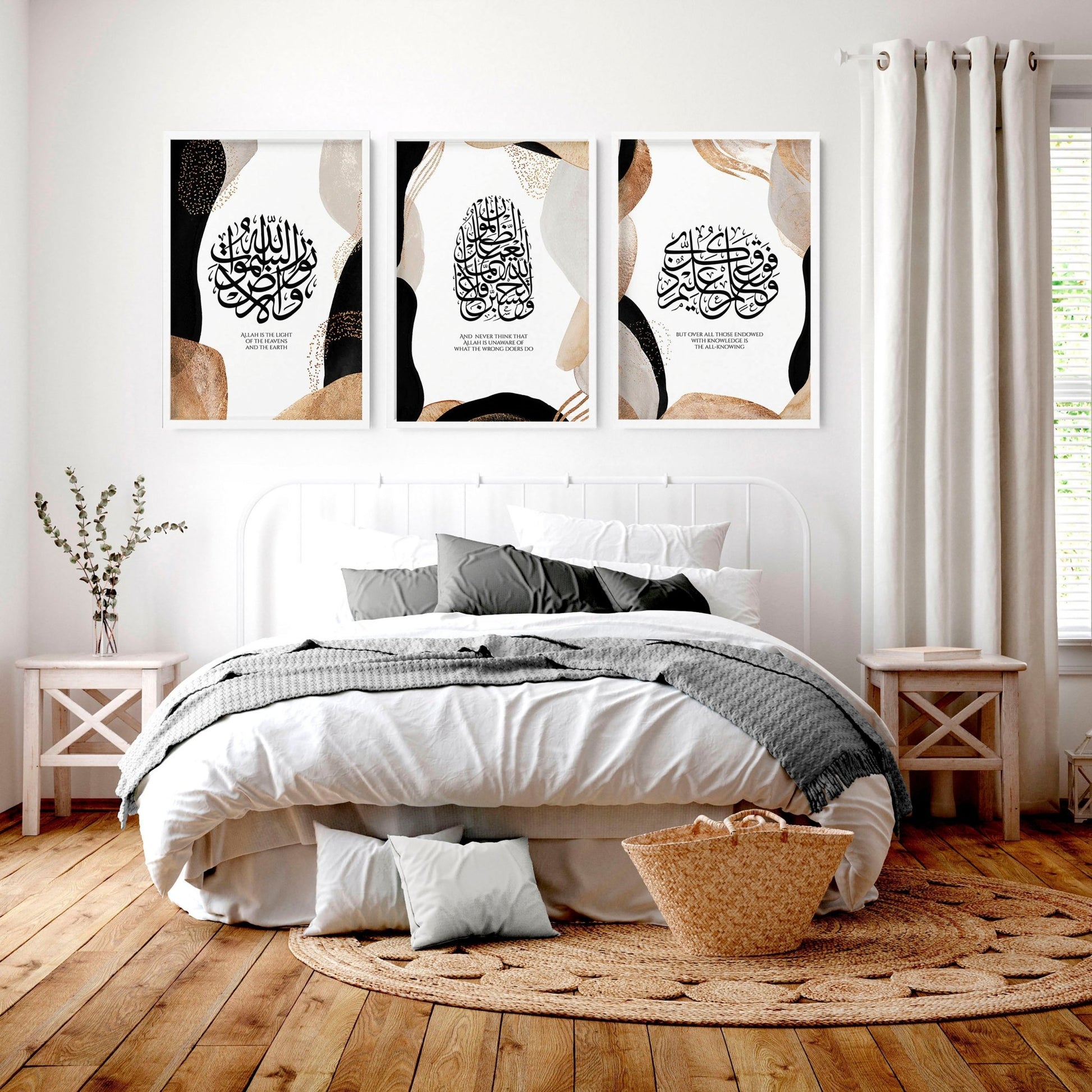 Ramadan Mubarak decorations set of 3 wall art prints for Bedroom