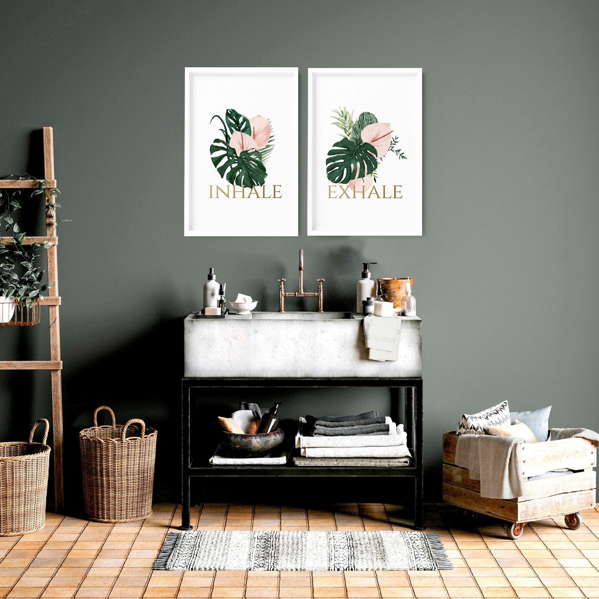 Relaxation wall art | set of 2 wall art prints for bathroom