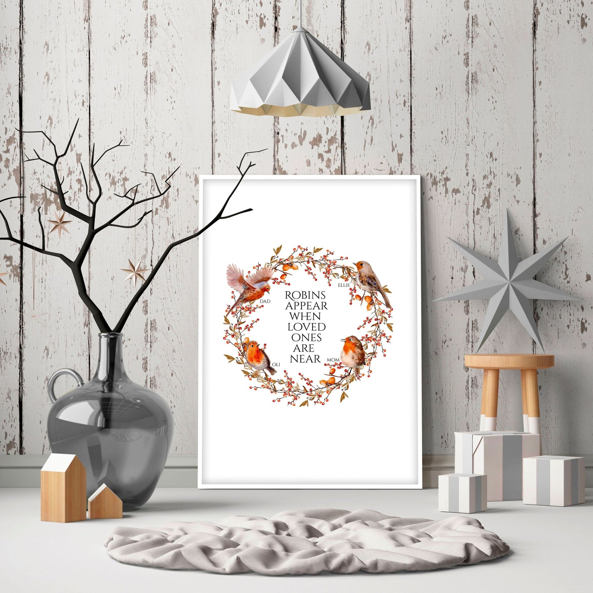 Robin Family tree art | wall art print decoration for Christmas - About Wall Art