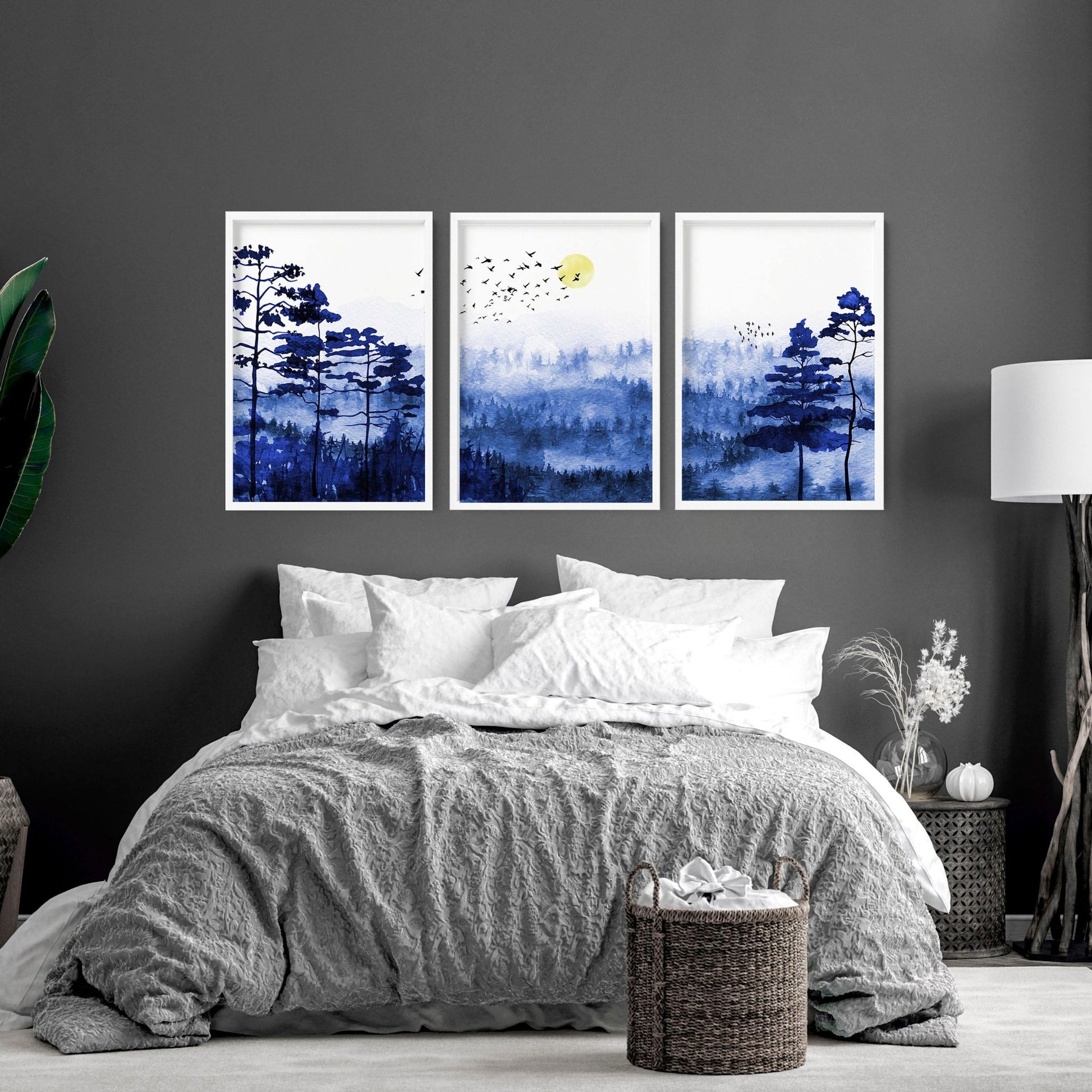 Scandi art prints for Bedroom | set of 3 wall art prints