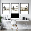 Scandi wall art set of 3 prints for Home office decor