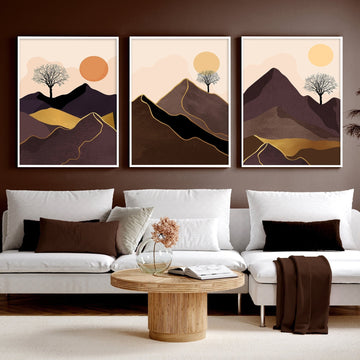 Scandinavian decor style for living room | set of 3 wall art prints - About Wall Art