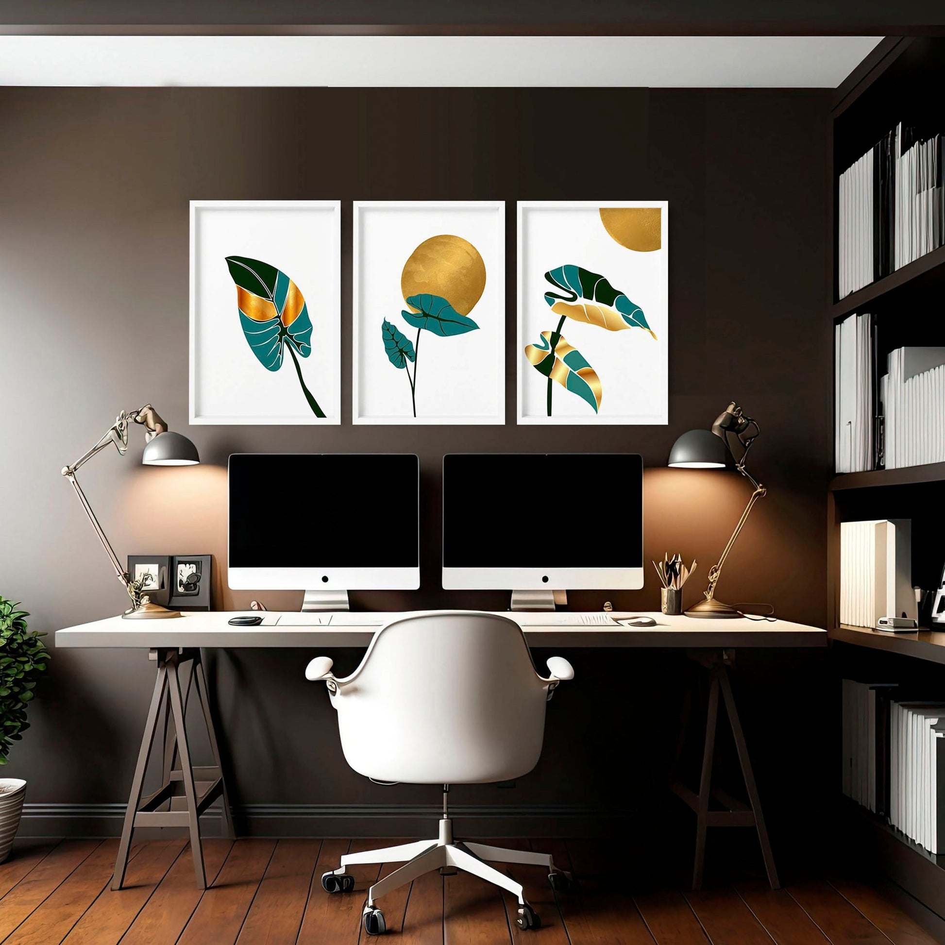 set of 3 wall prints for a Modern Botanical Home office
