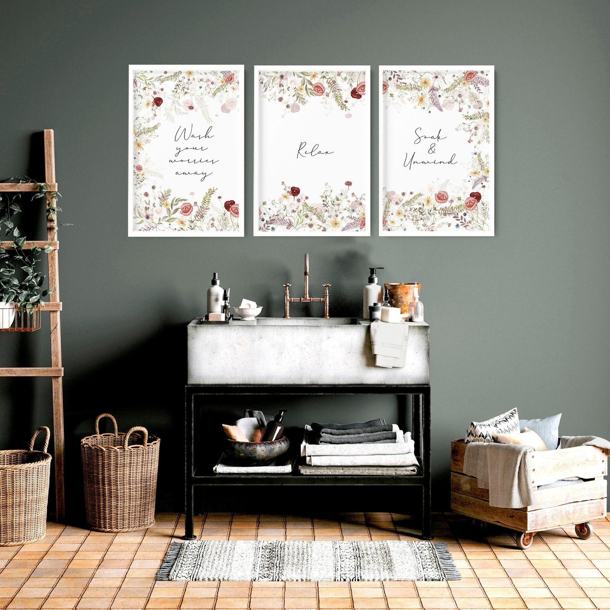 Shabby Chic art for bathroom wall | set of 3 wall art - About Wall Art