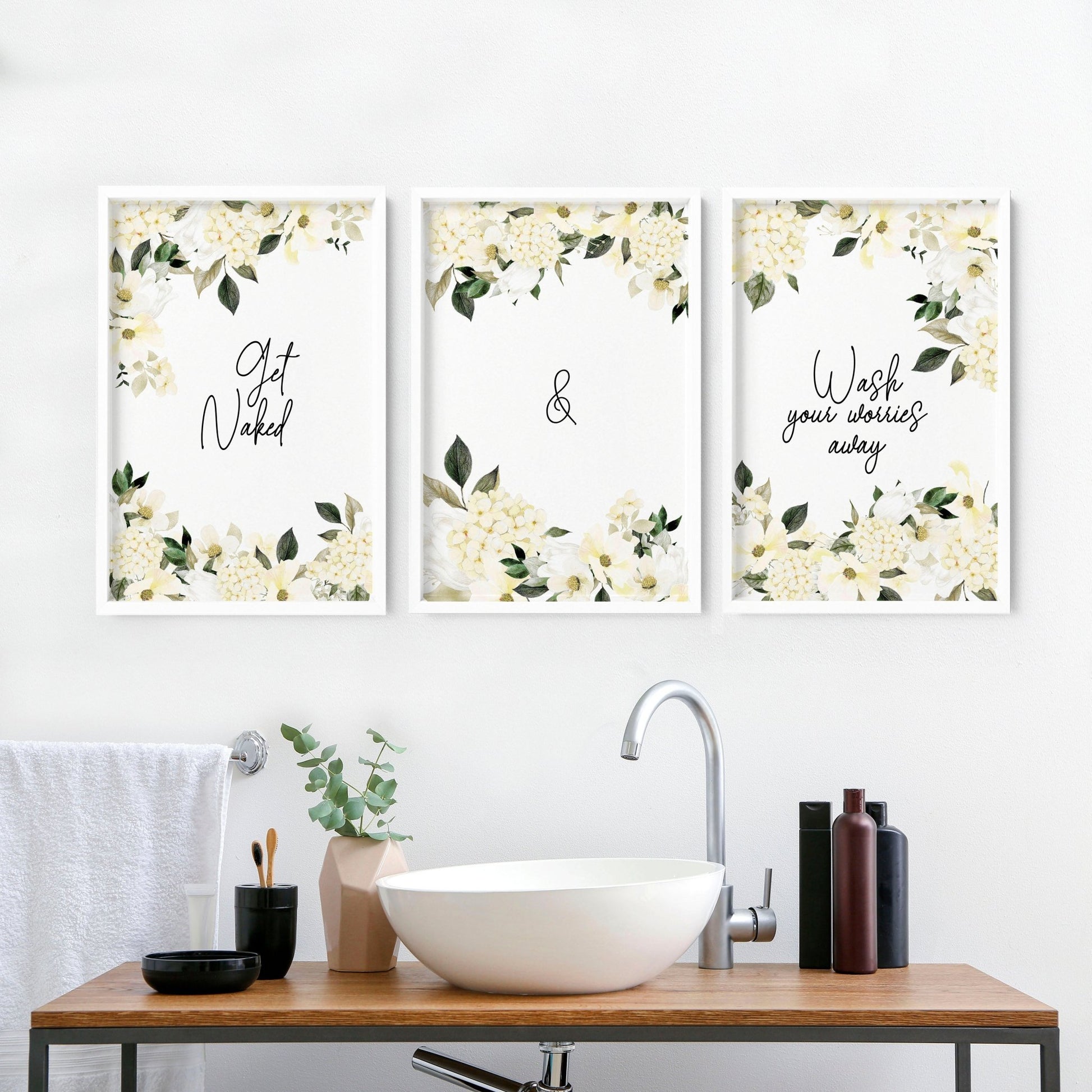 Shabby Chic bathroom prints | set of 3 wall art - About Wall Art