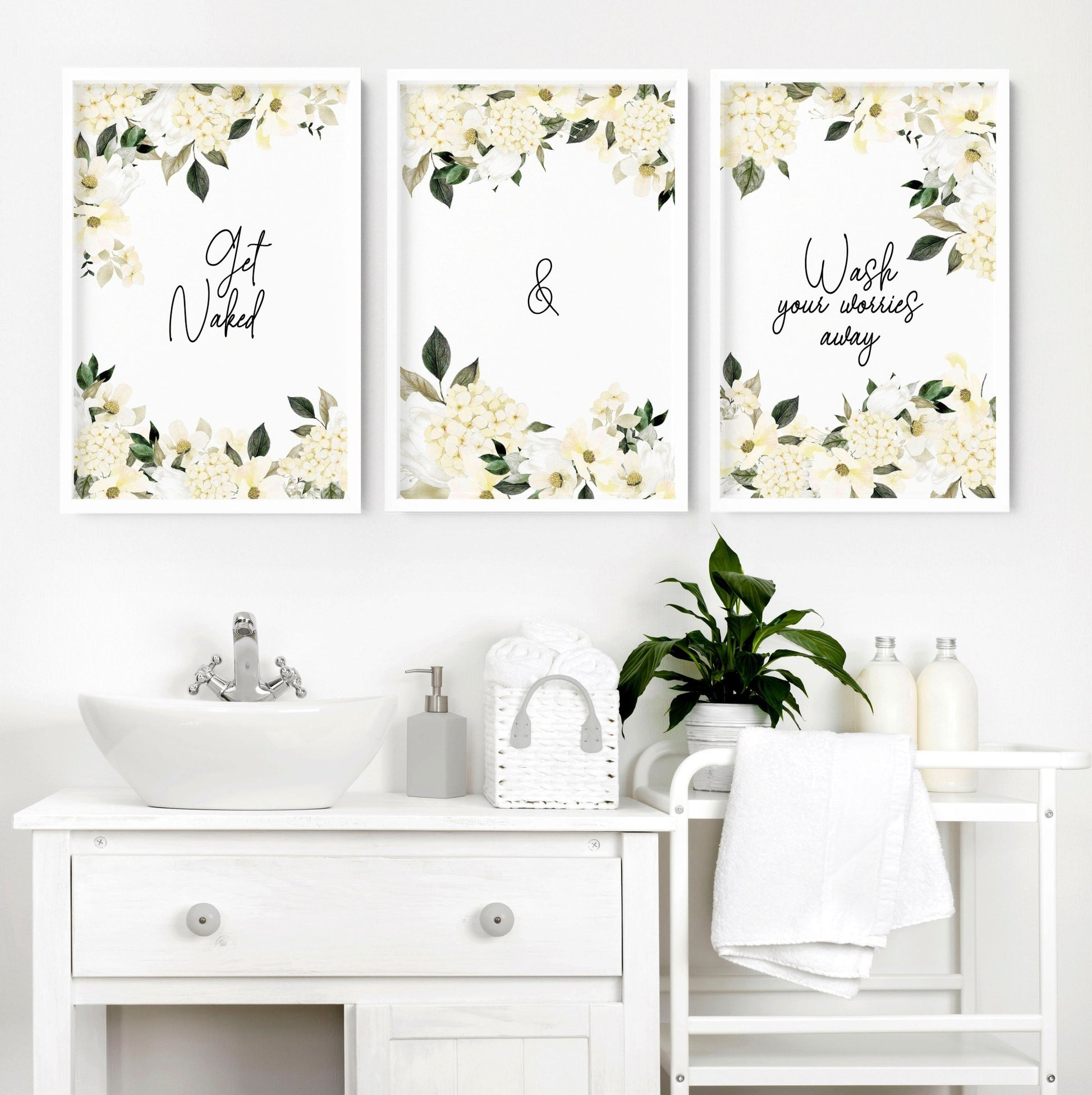 Shabby Chic bathroom prints | set of 3 wall art - About Wall Art