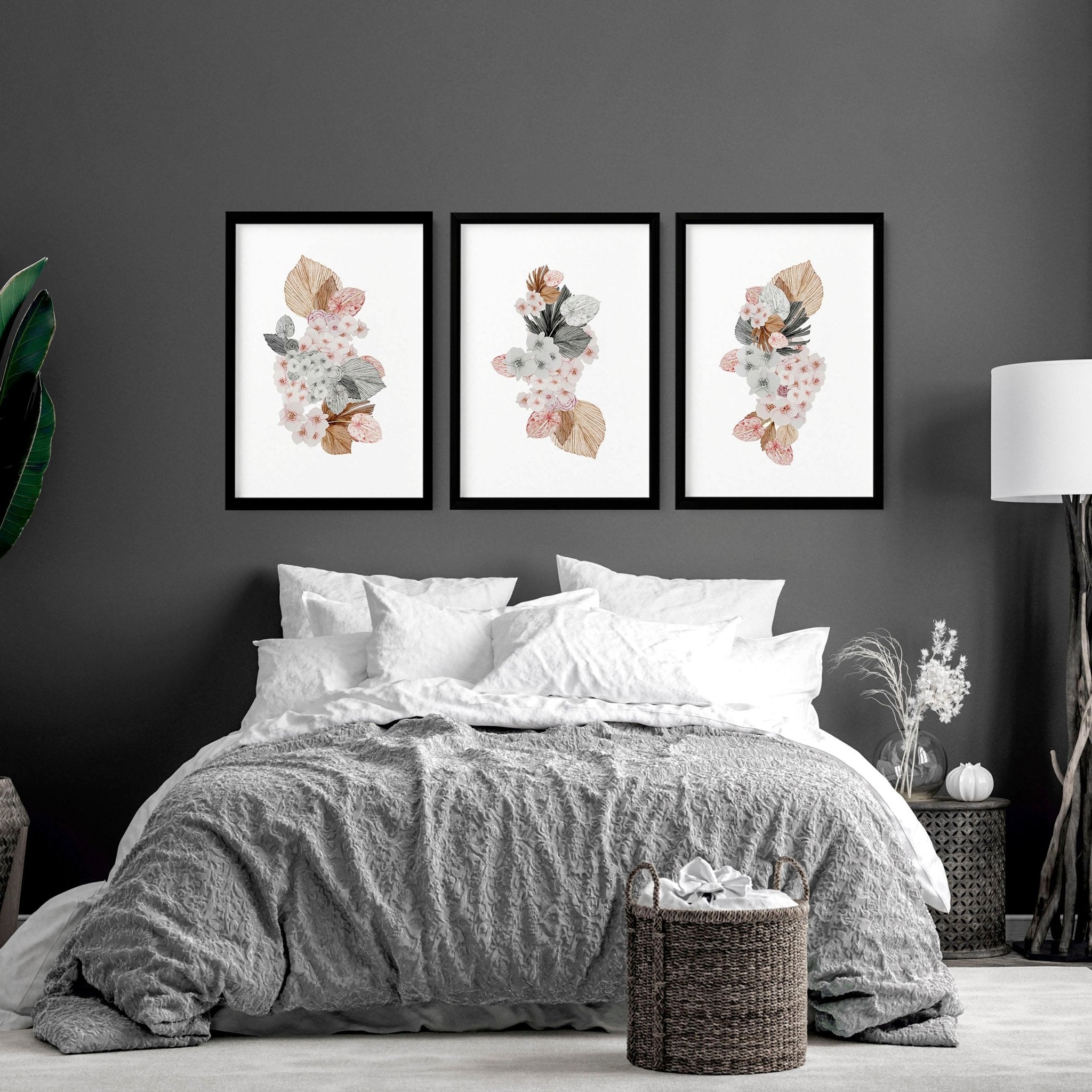 Shabby chic bedroom | set of 3 wall art prints - About Wall Art