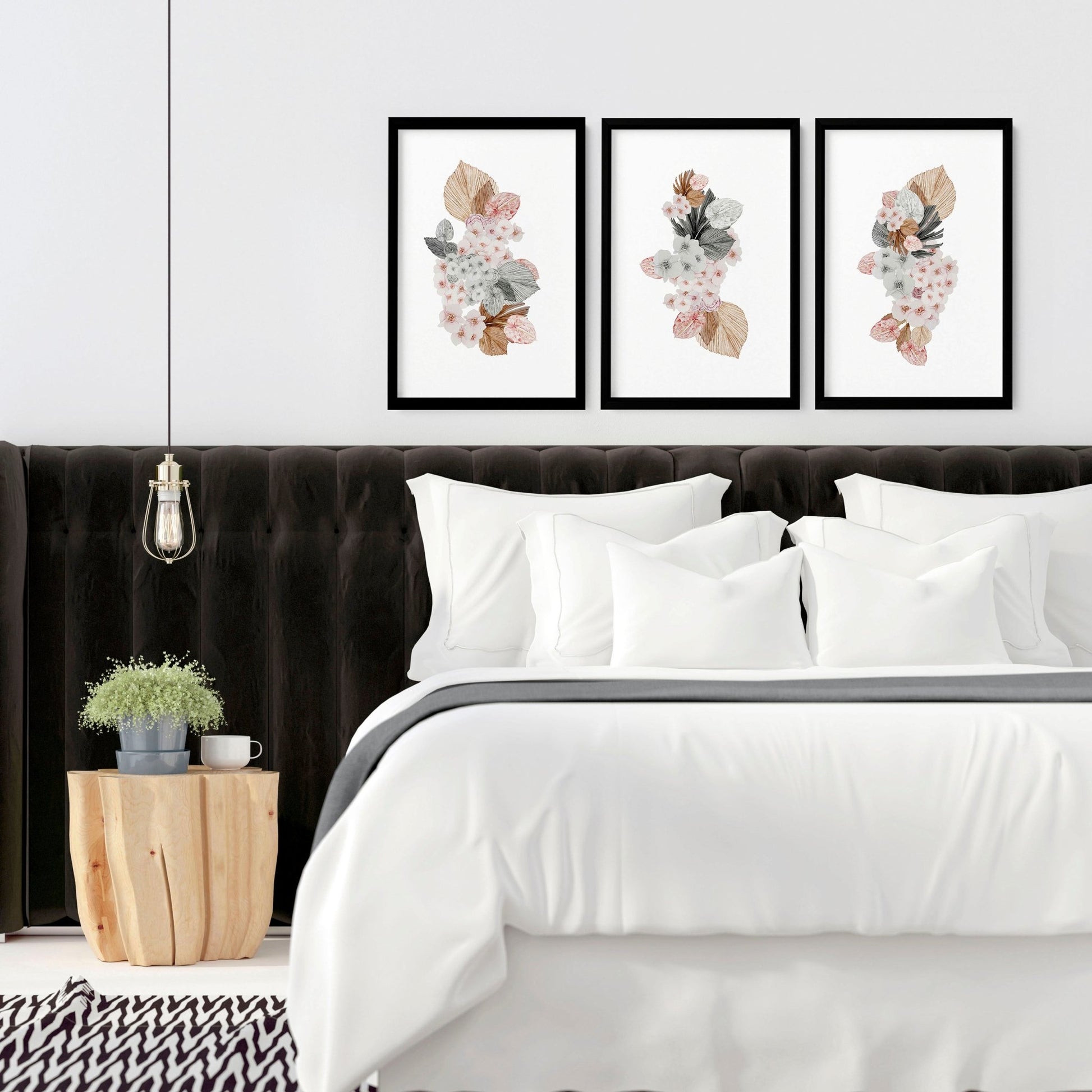 Shabby chic bedroom | set of 3 wall art prints - About Wall Art