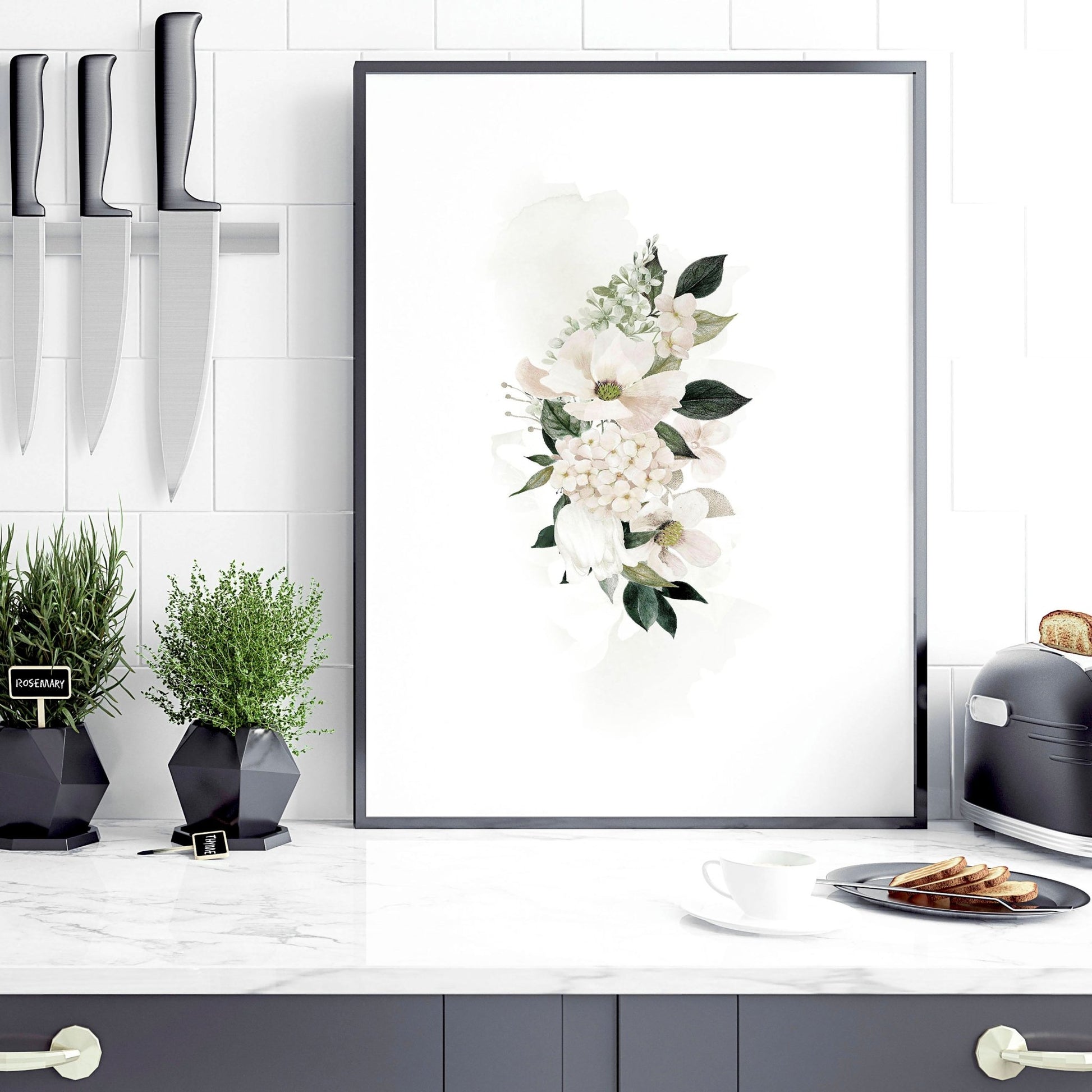 Shabby Chic Floral art for the kitchen | set of 3 art prints - About Wall Art