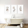 Framed bathroom art | set of 3 Shabby Chic wall art