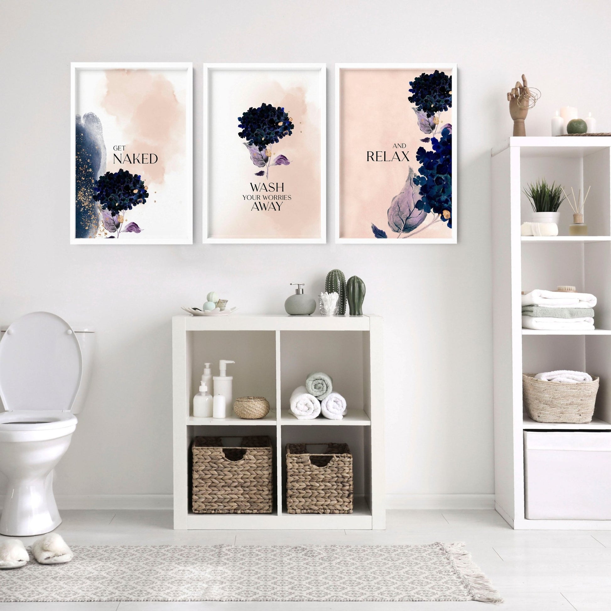 Shabby Chic wall art for bathrooms | Set of 3 wall art prints - About Wall Art