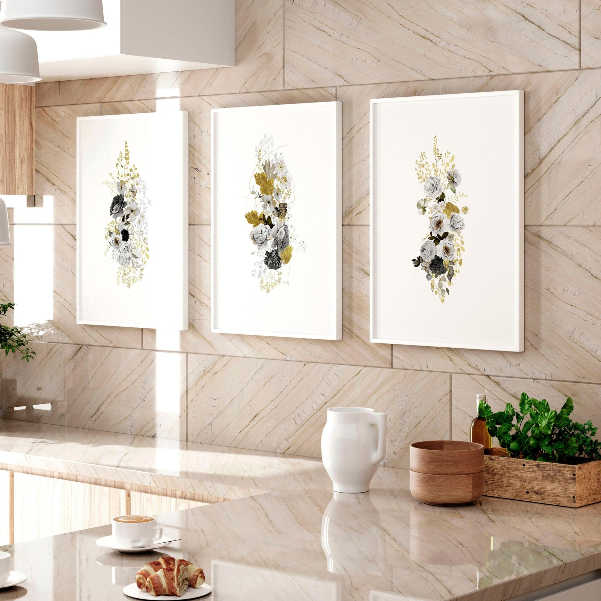 Artwork for kitchen walls | set of 3 wall art