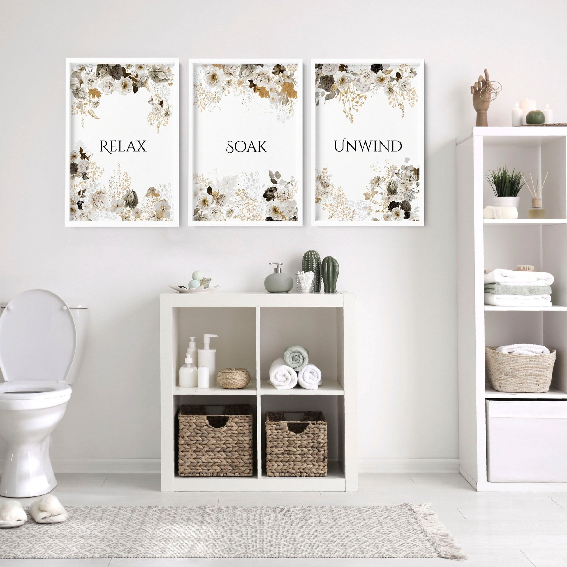 Shabby Chic Wall art | set of 3 art prints for the bathroom - About Wall Art