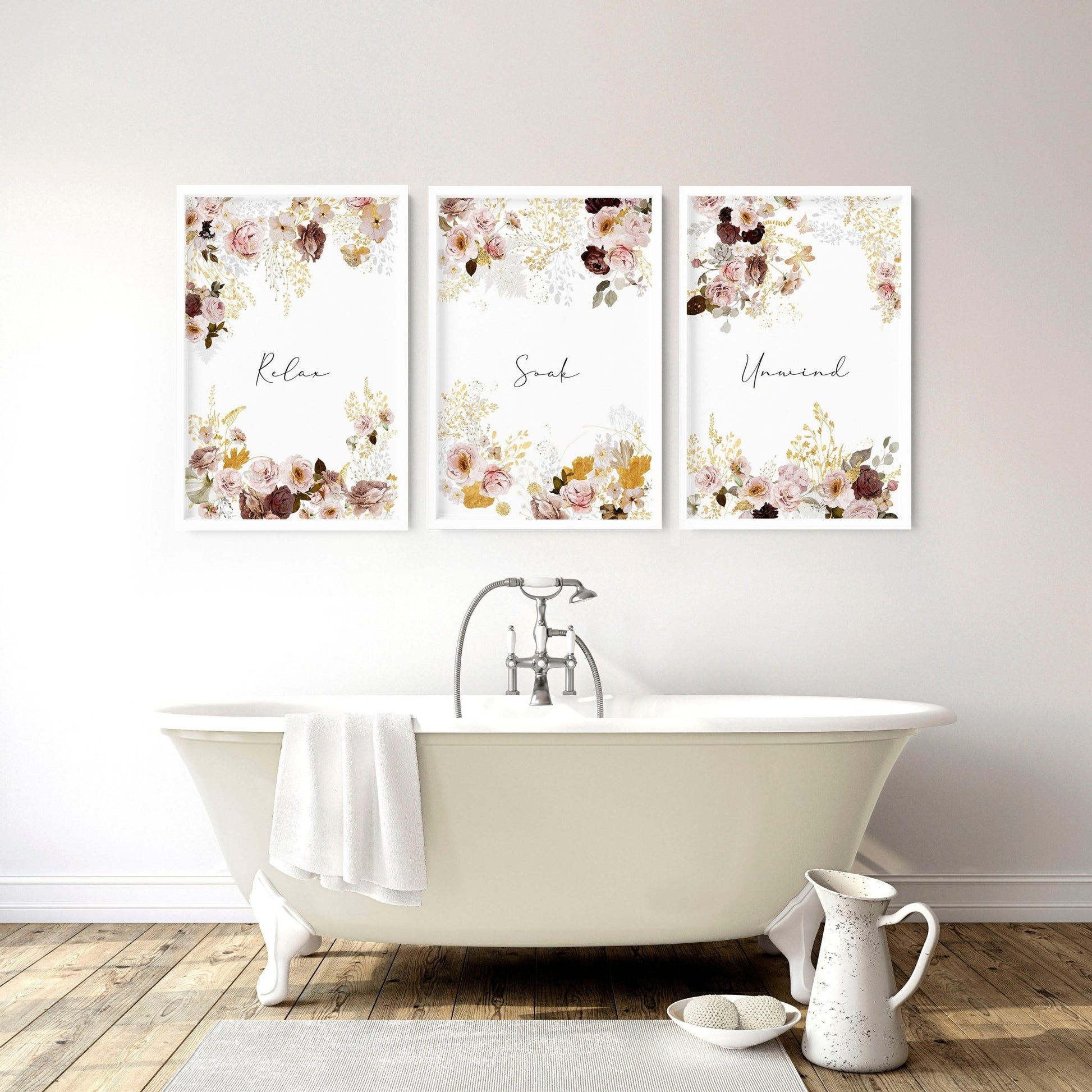 Shabby Chic Wall Hangings | set of 3 bathroom prints - About Wall Art