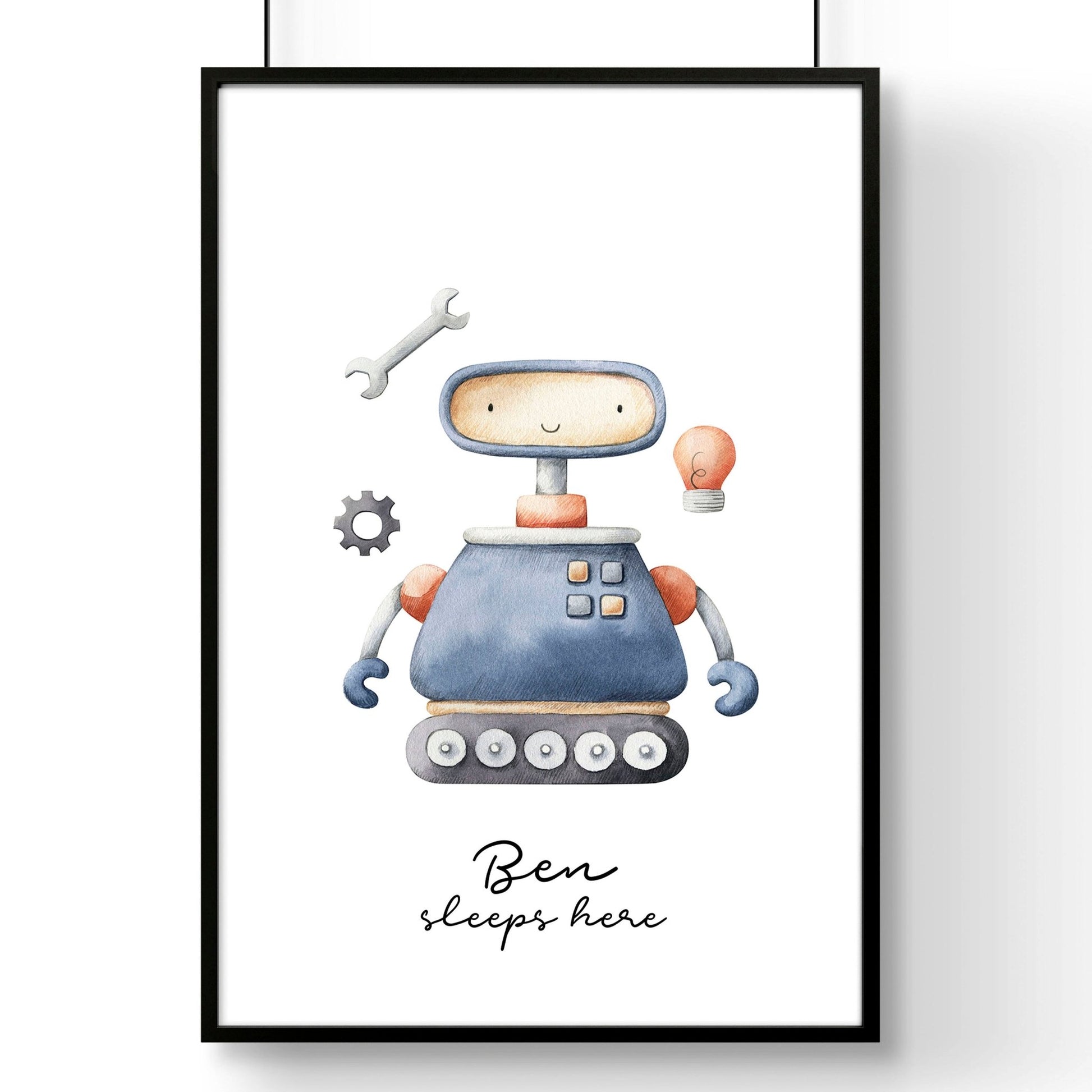 Space and Planets Robot wall art print for Nursery