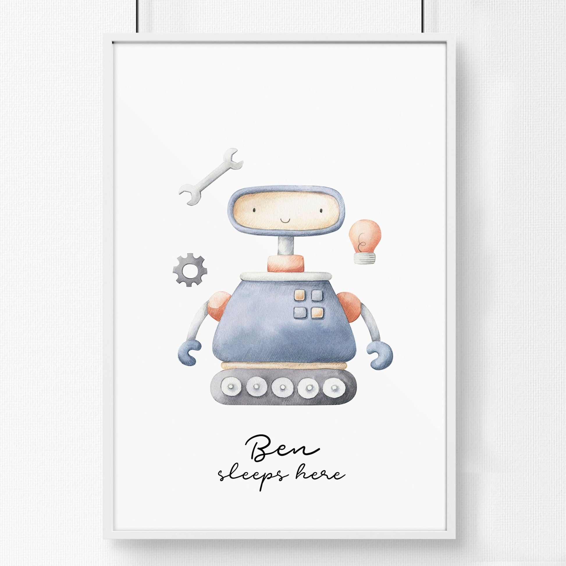 Space and Planets Robot wall art print for Nursery