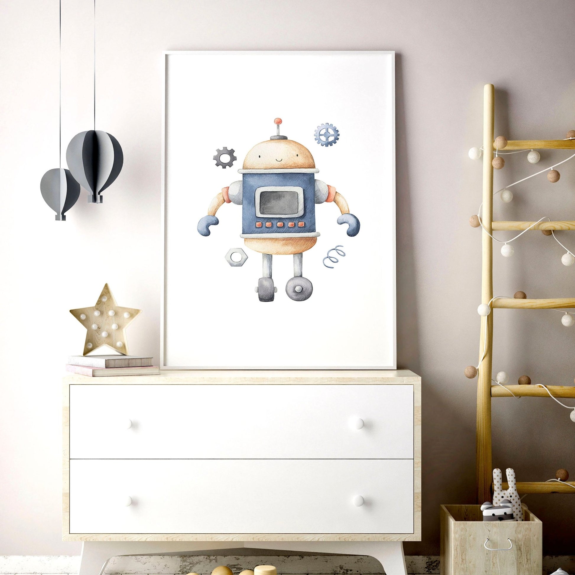 Wall art nursery | set of 3 vintage Robots art prints