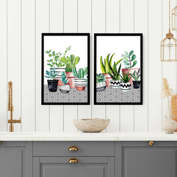 Succulent kitchen wall pictures | set of 2 wall art prints
