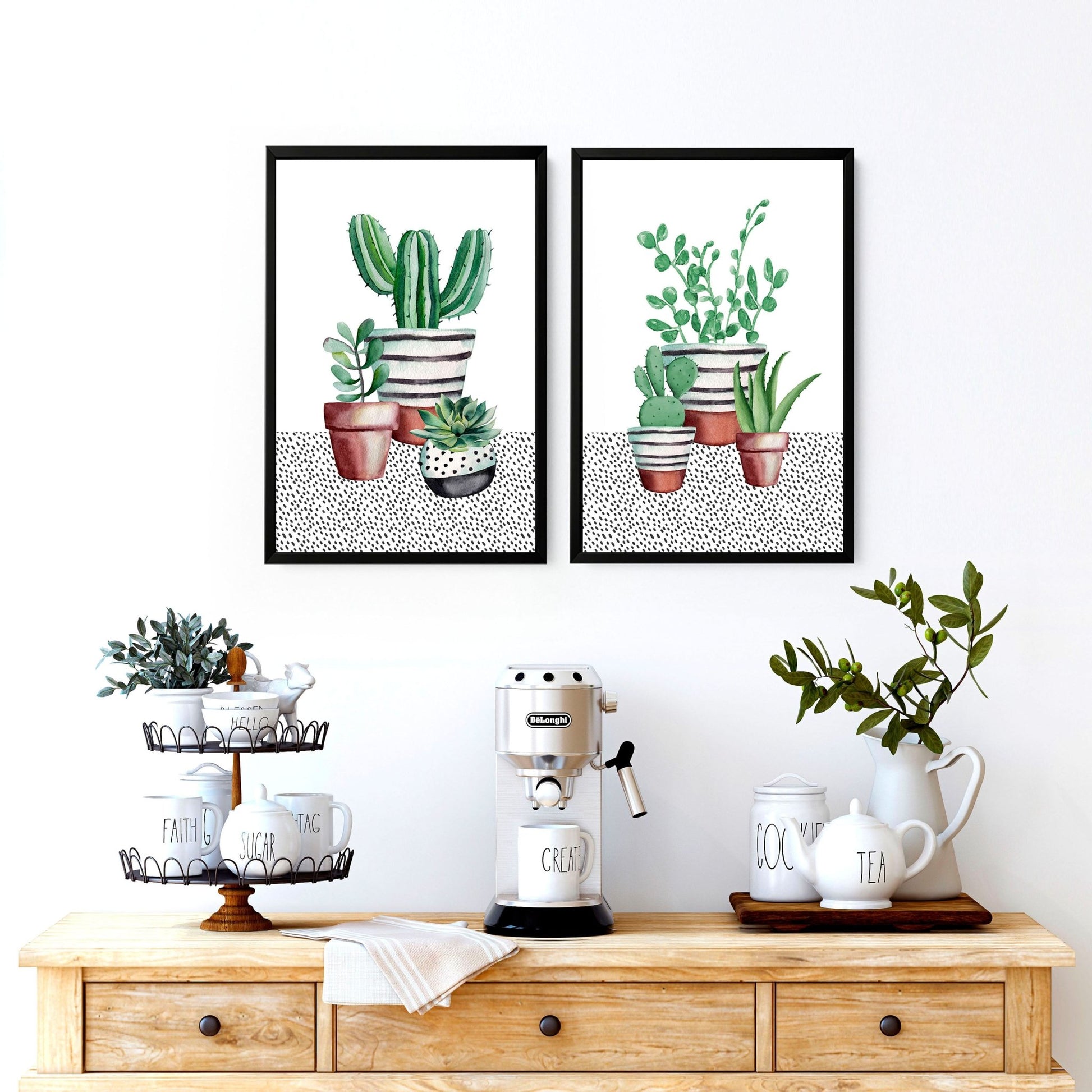 Succulent plants kitchen prints | set of 2 wall art prints - About Wall Art
