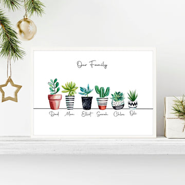Succulents family tree gift | Personalized wall art print