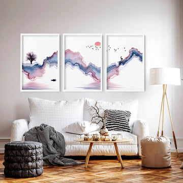 Sunrise framed wall art | set of 3 wall art prints - About Wall Art