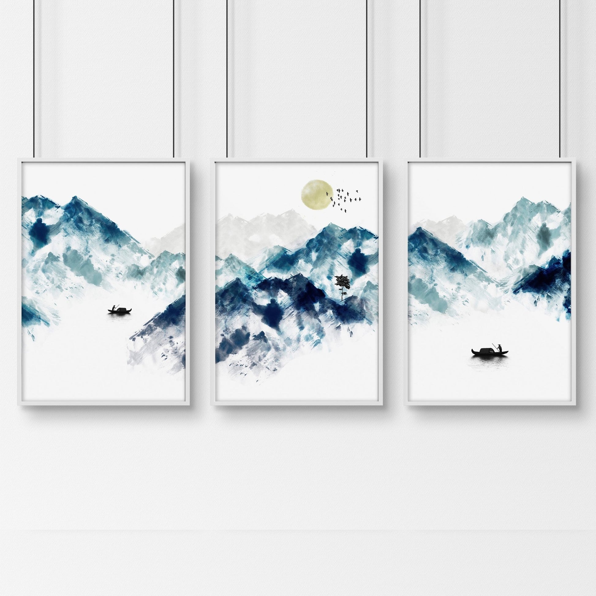 Teal coloured wall art for Home office | set of 3 wall art prints