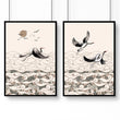 Chinoiserie prints | set of 2 Japanese Crane Art wall art