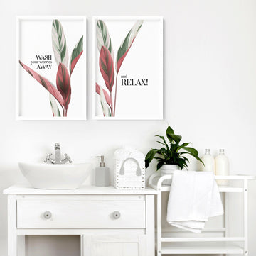 Bathroom decor accessories | Set of 2 Tropical art prints