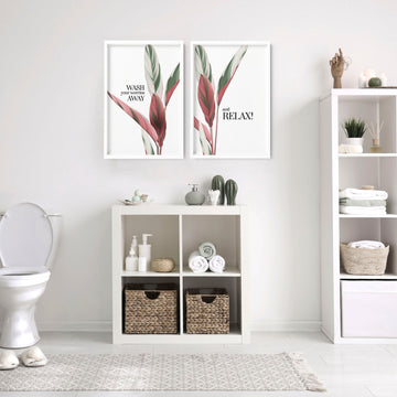 Tropical Art for the bathroom wall | Set of 2 art prints - About Wall Art