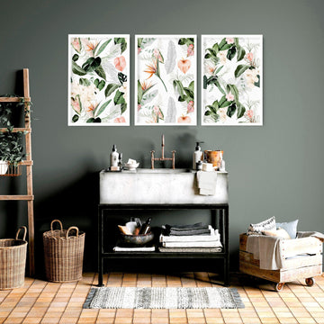 Tropical bathroom wall decorations | set of 3 wall art - About Wall Art
