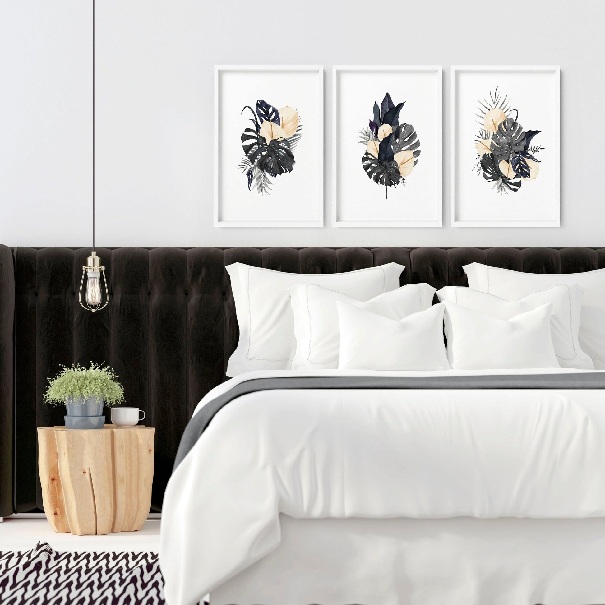 Tropical bedroom decor | set of 3 wall art prints - About Wall Art