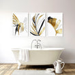 Bathroom wall art uk | set of 3 Tropical Gold wall art