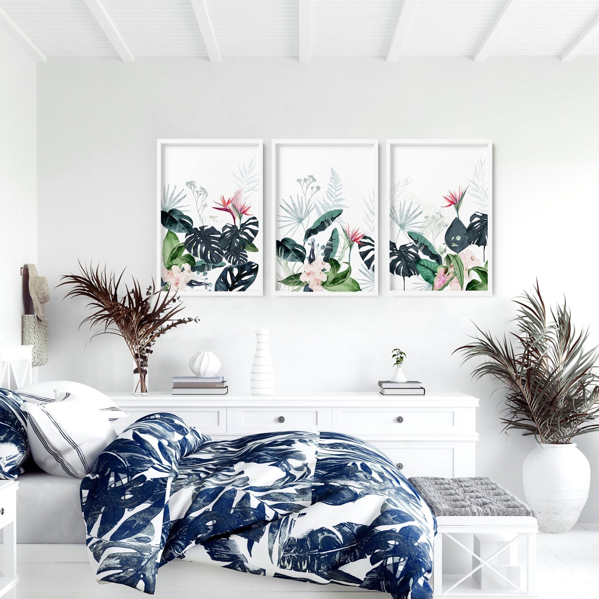 Tropical living room decor | Set of 3 wall art prints - About Wall Art