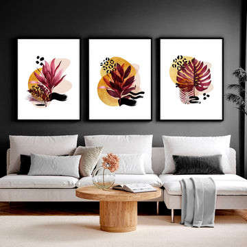 Tropical living room decor | set of 3 wall art prints