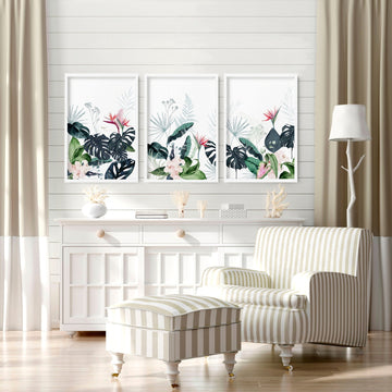 Tropical living room decor | Set of 3 wall art prints - About Wall Art