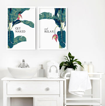 Tropical prints for the bathroom walls | Set of 2 art prints