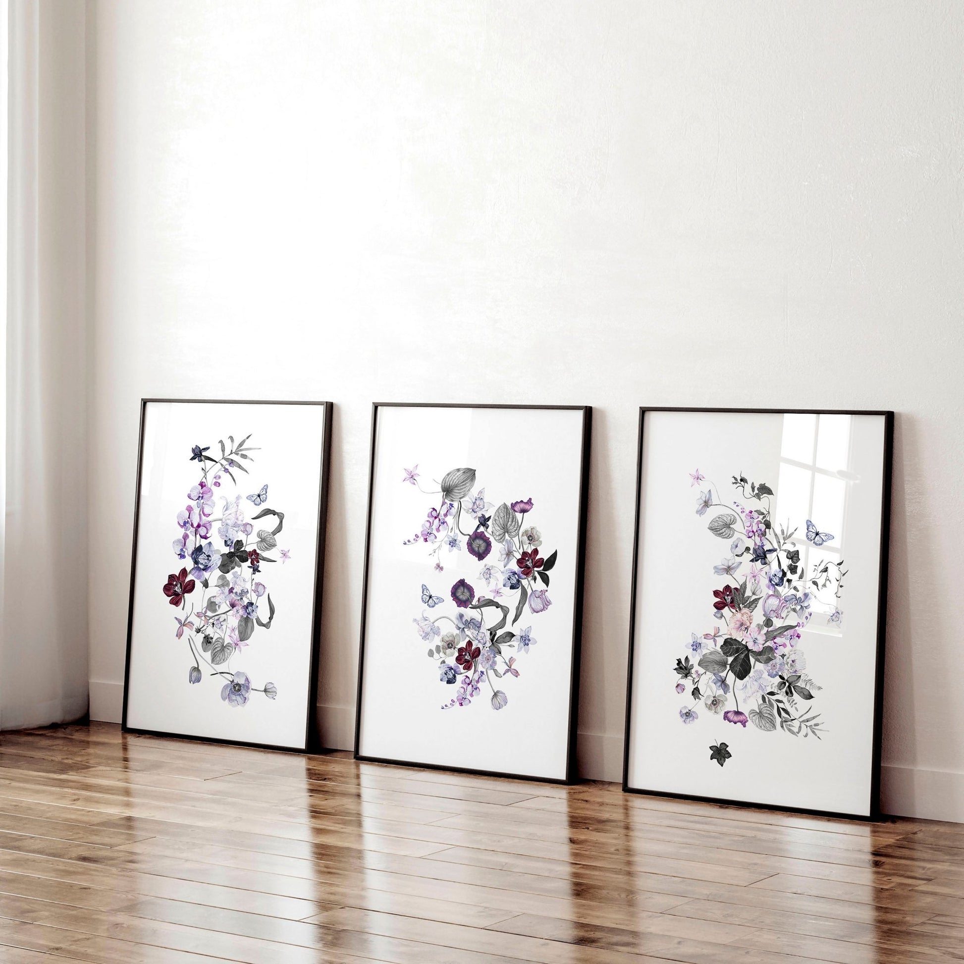 Flower art | set of 3 wall art for Home office decor