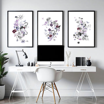 Prints of flowers | set of 3 wall art prints for office