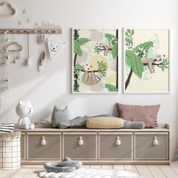 Wall art for Nursery | set of 2 Sloths wall art prints