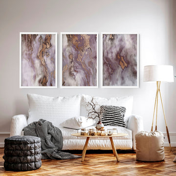 Impresiones de arte mural | conjunto de 3 impresiones artísticas de mármol rosa dorado