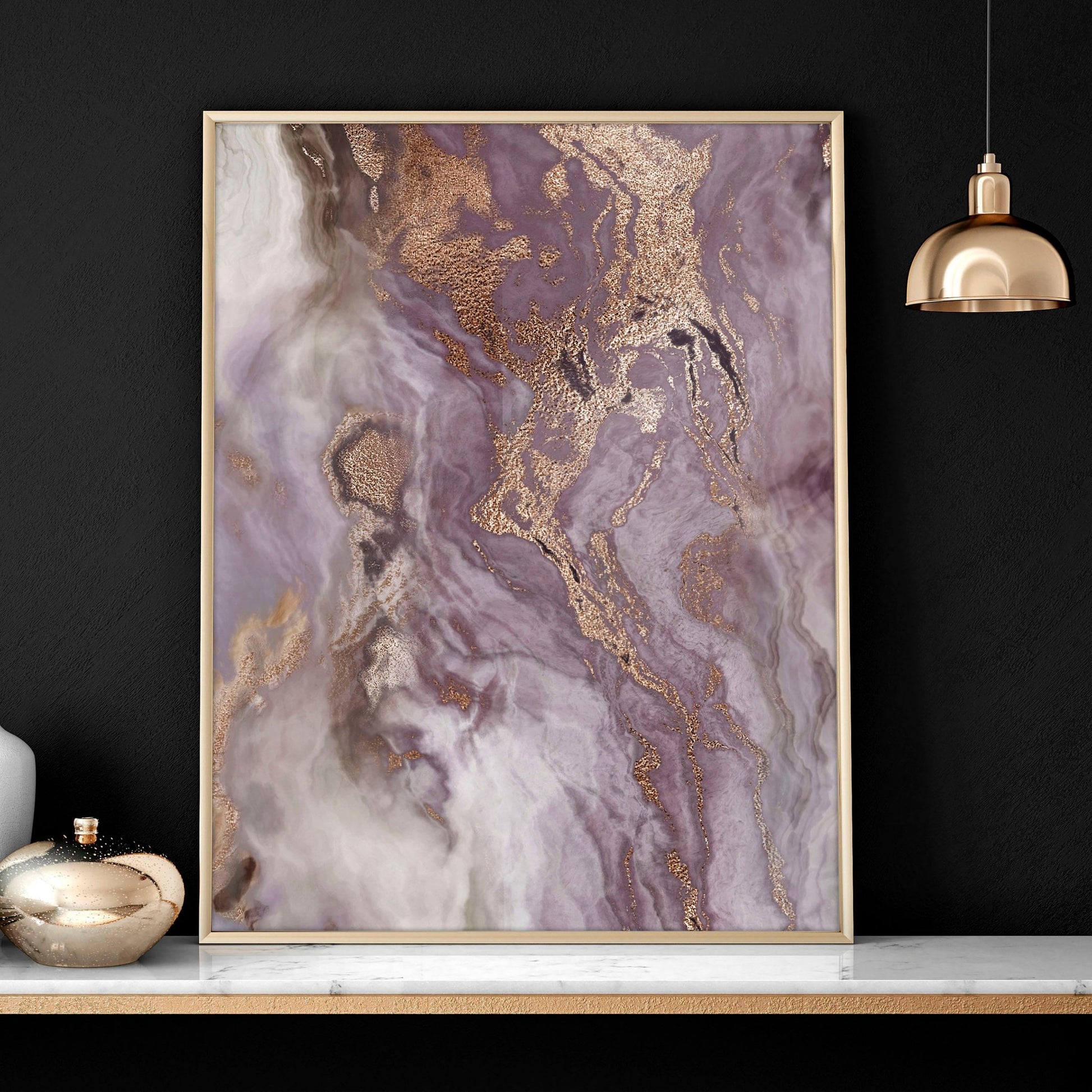 Wall art prints | set of 3 Marble Rose Gold art prints