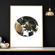 Wall art with gold for living room | set of 3 Tropical wall art prints