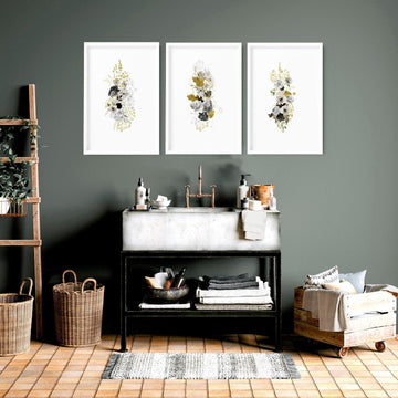Wall decor for the bathroom | set of 3 Shabby Chic wall prints
