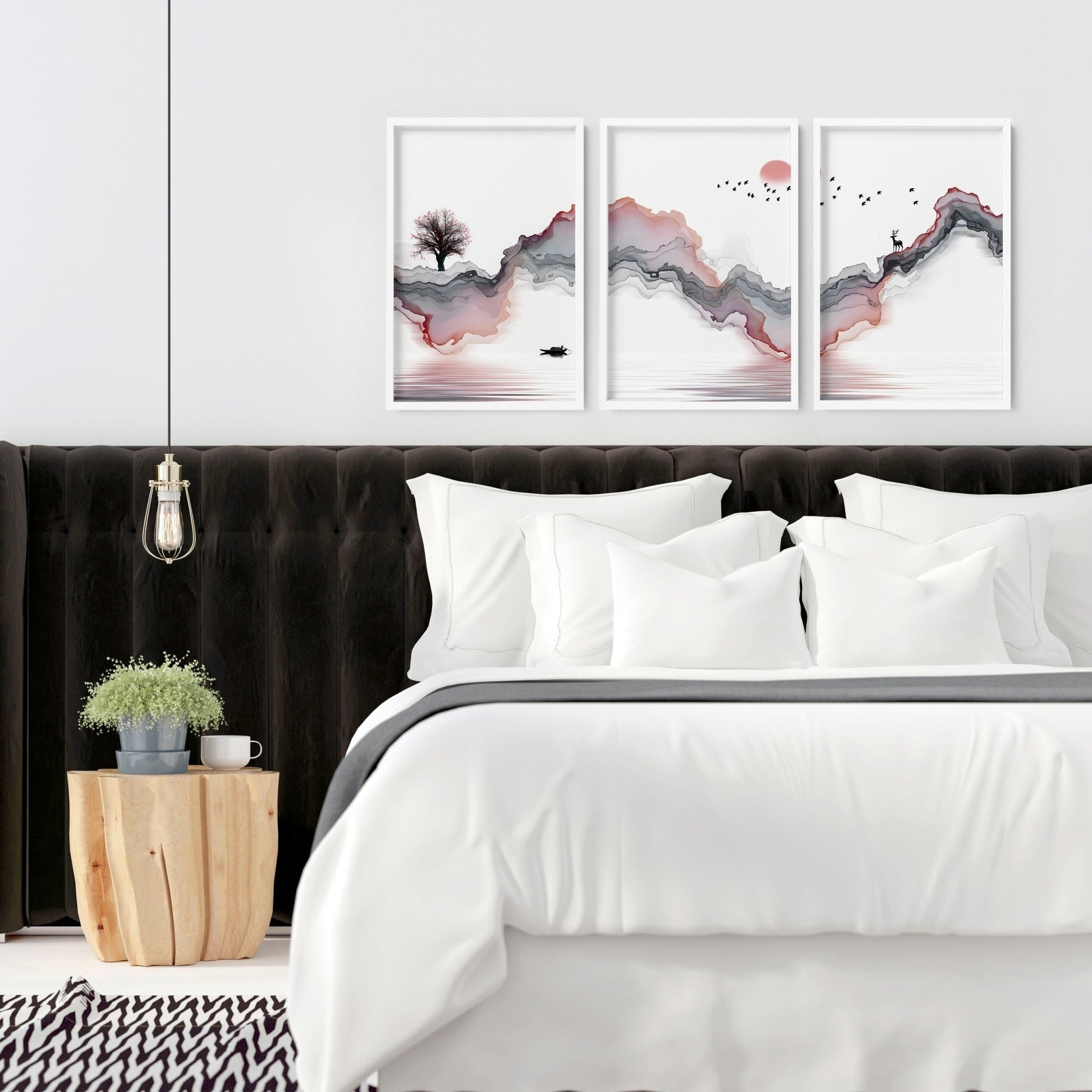 Wall pictures for bedroom | set of 3 art prints - About Wall Art