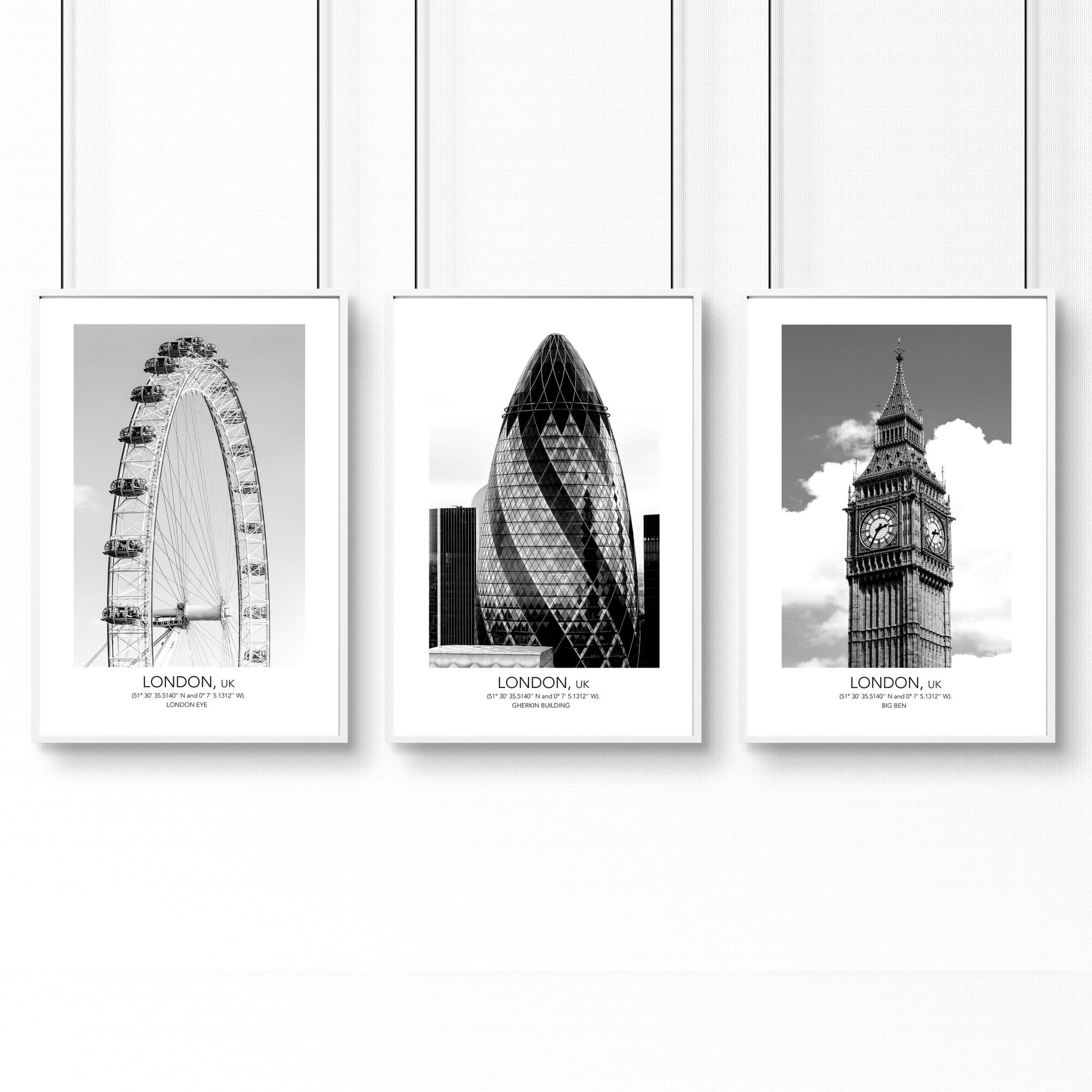 Wall pictures for living room ideas | set of 3 London wall art prints