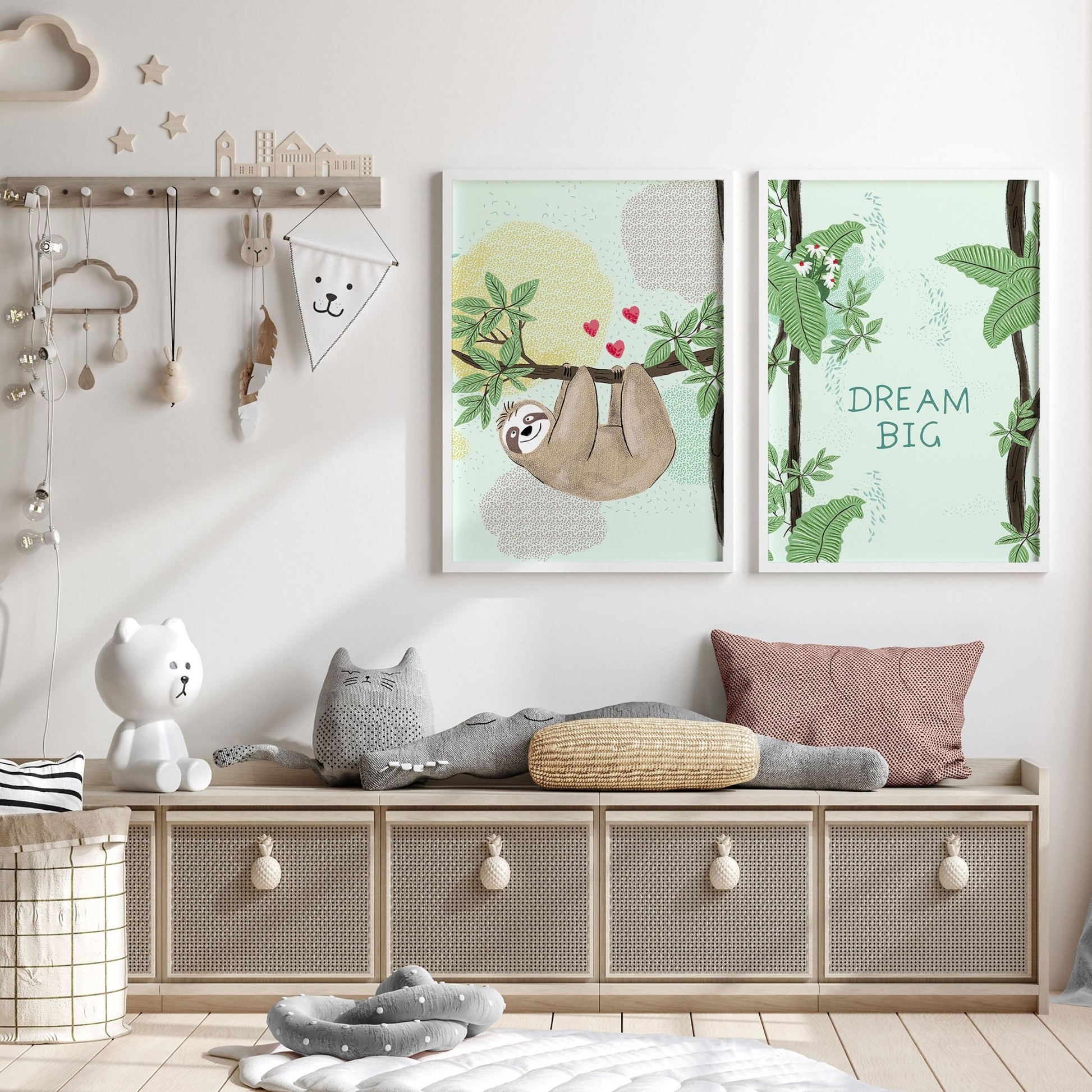 Wall prints nursery | set of 2 Sloths wall art prints